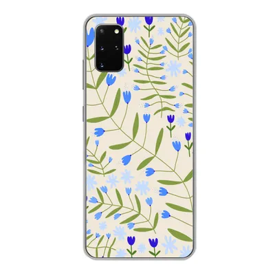 Produktbild von MuchoWow® Handyhülle Schutzhülle Hülle für Samsung Galaxy S20 Plus Blume - Blätter - Blau Silikon Softcase Handy Hülle - Hartschale