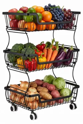 Immagine prodotto di Cozary, scaffale per frutta e verdura da cucina, cestello impilabile a 3 livelli per la conservazione di frutta e verdura