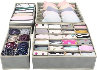 Produktbild von 4-teiliger Schubladenorganizer für Unterwäsche, Schubladenorganizer aus Vliesstoff, Schubladenorganizer für Schals