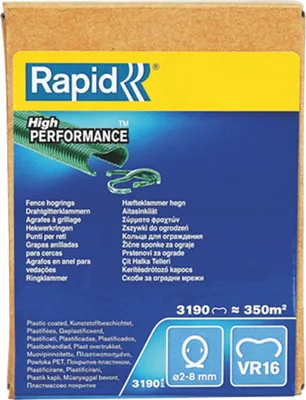 Productafbeelding van Rapid 40108809, Skoby (ringklemmen), groen, 3190 stuks, omheiningstangen FP20, FP216, 2 - 8 mm, 99 mm