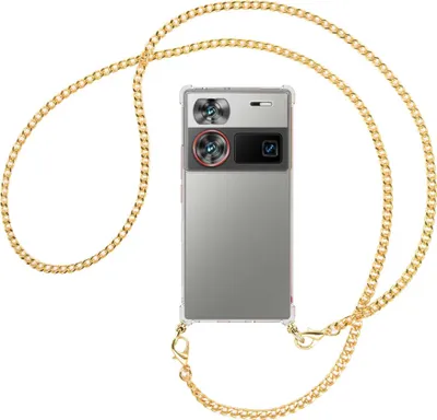 Produktbild von Handykette Backcover-Schutzhülle mit Band (Metall goldfarben) für ZTE nubia Z60 Ultra 5G - goldfarbene Kette