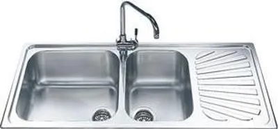 Produktbild von Smeg Edelstahl Küchenspüle SG116D, 1160x500x223 mm, mit 2 Becken