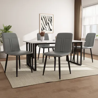 Produktbild von Esszimmerstuhl 4er-Set Polsterstuhl mit Rückenlehne,Rückenstreifennähte, Gestell aus Metall,Sitzfläche aus PolyurethanKunstleder