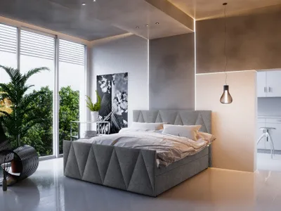 Produktbild von Boxspringbett Bett HUGO -Variante C- 140x200cm Grau inkl.Bettkasten