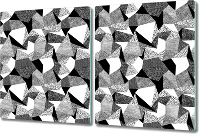 Produktbild von Glas-Herdabdeckplatte Glaskeramikkochfeld-Abdeckung - 2x 40x52 cm - Skizziert geometrische Formen