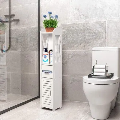Image de Meuble de salle de bain avec étagères ouvertes et tiroirs - rangement pratique - design élégant - 1 pièce - 80 x 15,5 x 15,5 cm