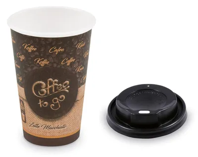 Produktbild von 500x Kaffeebecher L 'Melange To Go' mit Trinkdeckel schwarz 250 ml 330 ml