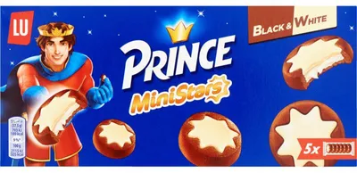Produktbild von LU Prince Ministars Black & White Kekse, 187 g – Knusprige Mini-Kekse mit Schokolade