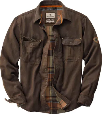 Immagine prodotto di Giacca/camicia in cotone cerato, foderata in flanella, colore tabacco, taglia Small