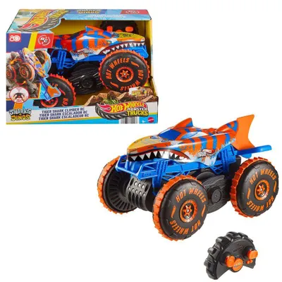 Produktbild von Hot Wheels Monster Trucks Tiger Shark Climber Ferngesteuertes Auto mit Kletterfunktion