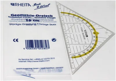 Produktbild von Geodreieck aus Kunststoff, transparent, flexibel, bruchsicher, 16 cm