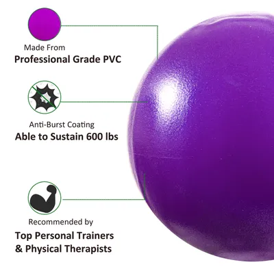 Imagen del producto de Pelota de gimnasia de 23 cm (9 pulgadas), inflable, color púrpura, con boquilla, para mejorar el equilibrio y la fuerza