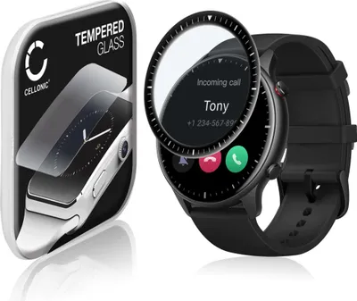 Immagine prodotto di Vetrino protettivo 9H CELLONIC compatibile con Amazfit GTR 2 (3D Full Cover per smartwatch braccialetto fitness 0,33mm Full Glue) colore nero protezione display screen protector