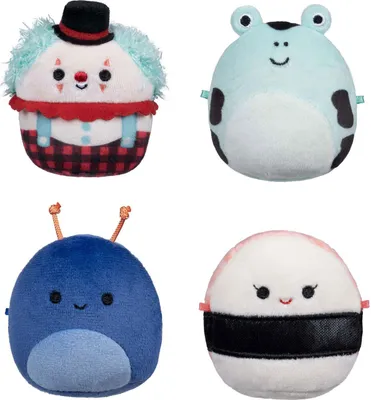 Immagine prodotto di Squishmallows morbidi peluche Micromallows – Solenn, Dear, Preeti, Ukee, confezione da 4