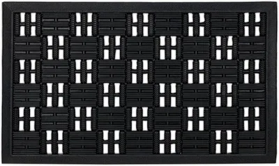 Zdjęcie produktu dla Mata gumowa - 45x75 cm - Wzór kratki - Antypoślizgowa - Odporna na warunki atmosferyczne - Z wypustkami - Do użytku wewnątrz i na zewnątrz - Czarna