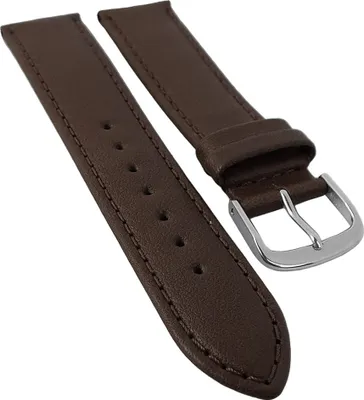 Produktbild von Taurus Uhrenarmband | Kalbsleder d.braun mit Naht, kurze Länge 30154, Stegbreite:20mm, Schließe:Silbern