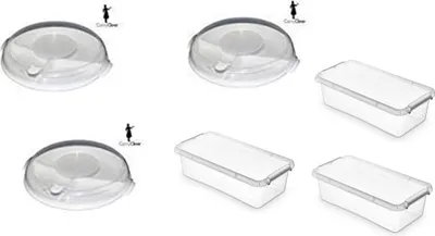 Produktbild von MIKROWELLENTELLER mit Haube 3-Speisefächern Teller für Mikrowellen Ø23cm Deckel 3er Set AKTION * + 3 Behälter 1150ml Nano, Menüteller , einfrieren, auftauen