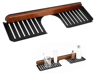 Badregal ohne Bohren, 40 cm, schwarzes Nussbaumholz
