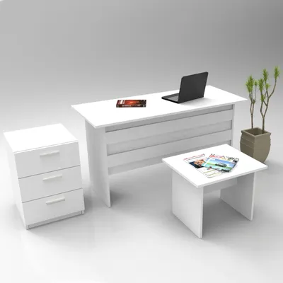 Immagine prodotto di Skye Decor, Vo9-W, Set di mobili per ufficio, bianco, 100% pannelli truciolari rivestiti in melamina, 140 x 60 x 73,8 cm