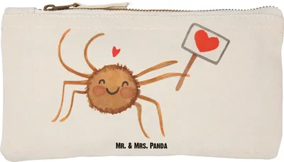 Produktbild von Mr. & Mrs. Panda Federtasche Spinne Agathe Motivation Größe S Klein - Weiß - Geschenk, Dankeschön, Kosmetiktasche, Liebe, Glück, Kulturtasche, Stoffbeutel, Kulturbeutel