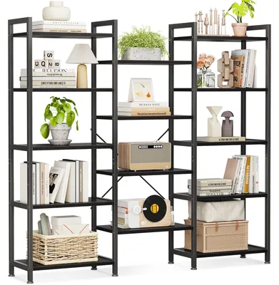 Regal mit 14 Böden, 5 Ebenen, 24x125,6x145,4 cm, schwarz