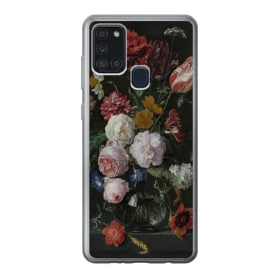 Produktbild von MuchoWow® Handyhülle Schutzhülle Hülle für Samsung Galaxy A21s Stilleben mit Blumen in einer Glasvase - Gemälde von Jan Davidsz. de Heem Silikon Softcase Handy Hülle - Hartschale
