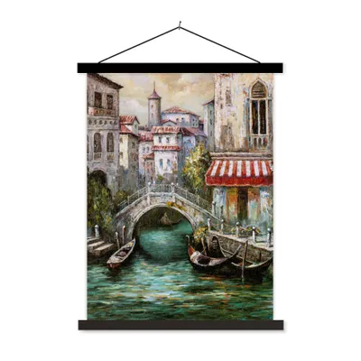 Produktbild von MuchoWow® Textilposter Gemälde - Öl - Wasser - Graben - Italien 90x120 cm mit schwarzem Rahmen - Dekoration