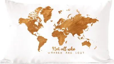 Produktbild von MuchoWow® Zierkissen Sofakissen Wohnzimmer Dekokissen 50x30 cm Weltkarte - Bronze - Seil - Wohnzimmerdekoration - Polster mit Photo
