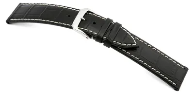 Produktbild von Happel Lederband Saboga 24mm schwarz mit Alligatorprägung