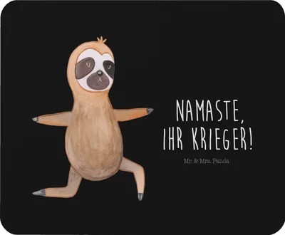 Produktbild von Mr. & Mrs. Panda Mouse Pad Faultier Yoga - Schwarz - Geschenk, Namaste, computer mauspad, Yogaübungen, pc mousepad, notebook