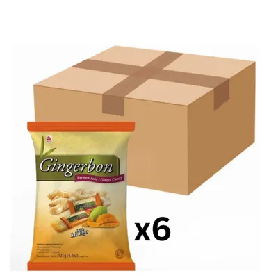 Produktbild von 6er-Pack Gingerbon Ingwer Mango Kaubonbon 125g