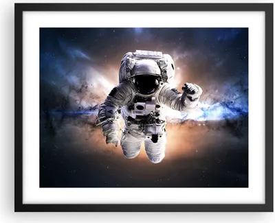 Produktbild von Gerahmtes Poster - Schwarzer Rahmen - Astronaut Erde Raum - 50x40 cm - Wand Bild - Wanddeko - Wandbilder - Kunstposter - Wandposter - Bilderrahmen - Bilder - Kunstdruck - Wandbild - P2BAA50x40-2848