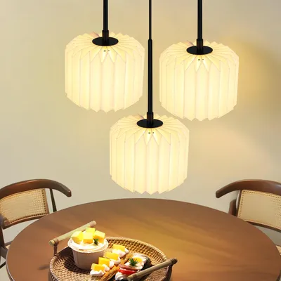 Zdjęcie produktu dla ZMH lampa wisząca stół jadalny lampa wisząca jadalnia lampa wisząca 3 płomienna tarcza vintage papierowy abażur lampa wisząca G9 bez żarówki