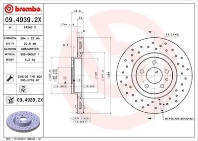 Produktbild von Bremsscheibe BREMBO 09.4939.2X