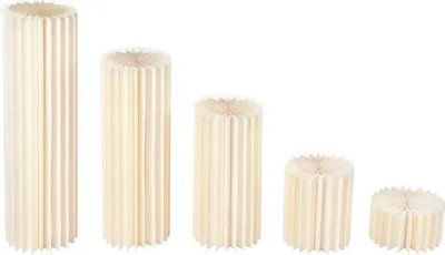 Produktbild von 5er Set Hochzeitsdekoration - Pappvasen Centerpieces - Wiederverwendbar - Für Traugang, Tische, Blumenarrangements - Milchweiß