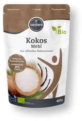 Produktbild von BORCHERS Kokosmehl, fein vermahlen, teilentölt, 400g - 400 g (1er Pack)