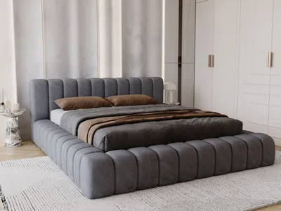 Produktbild von GrainGold Polsterbett Italia 180x200 cm - Bett 180x200, Polsterbett mit Bettkasten und Lattenrost - Dunkelgrau (Whisper 15)