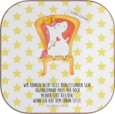 Produktbild von Mr. & Mrs. Panda Untersetzer für Gläser Einhorn König - Weiß - Geschenk, Krone, Unicorn, Holzuntersetzer, Tassenuntersetzer, Tassen, Coaster, gläseruntersetzer, Präsident