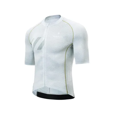 Produktbild von VeloNuts Fahrradtrikot Herren Kurzarm Sommer Atmungsaktiv Schnelltrocknend Radtrikot Leicht Cycling Jersey für Rennrad und MTB, Weiß EU Größe L