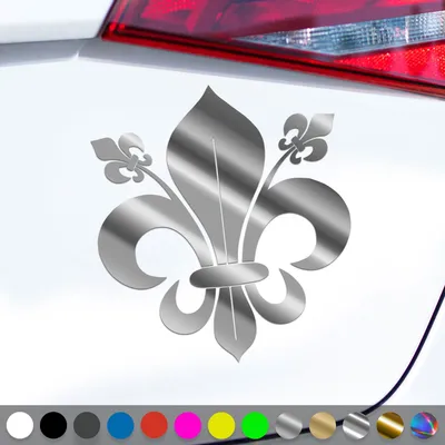 Produktbild von PantherPixel Lilie Aufkleber Französische Fleur De Lis Lys Sticker Auto Geschenkidee Farbe Chrom-Silber