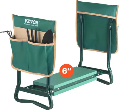 Zdjęcie produktu dla Ławka kolanowa VEVOR 590x290x490mm, poduszka kolanowa 152 mm, pomocnik kolanowy do prac ogrodowych do 150 kg, składane siedzisko ogrodowe z 2 kieszeniami na narzędzia, stołek roboczy łagodzi ból kolan i pleców