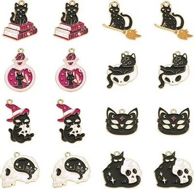 Produktbild von Halloween-Kat Emaille Hanger für DIY-Schmuck