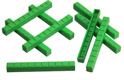 Produktbild von 50 grüne Zehnerstäbchen aus RE-Plastic°, im Polybeutel