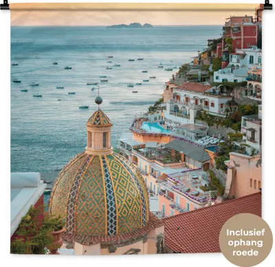 Produktbild von MuchoWow® Wandteppich Wandbehang Italien - Positano - Meer 90x90 cm Tapisserie Dekoration Wandtuch - Wandaufhänger