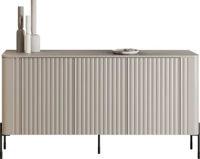Produktbild von MIRJAN24 Türkommode Vera 150, Stilvoll Wohnzimmer, Kommode mit drei Drehtüren (Farbe: Cashmere)