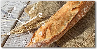 Produktbild von Wanduhr aus Glas – 60x30 cm - Glasbild - Glasuhr - Gehärtetes Glas - weisse-zeiger - frisches Baguette