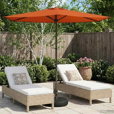 Immagine prodotto di Maison Exclusive - Ombrellone da giardino con base, forma rettangolare, 2,7 x 2,7 m, in poliestere