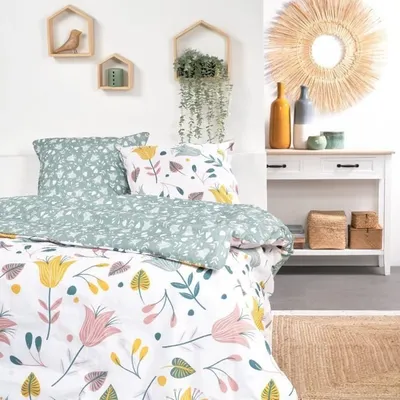 Image de Parure de Lit 2 Personnes Today Sunshine, 220 x 240 cm, 100% Coton Imprimé, 63 x 63 cm Taies d'Oreiller