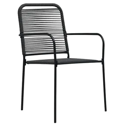 Image de vidaXL Chaises de jardin 2 pcs. Corde de coton et acier Noir