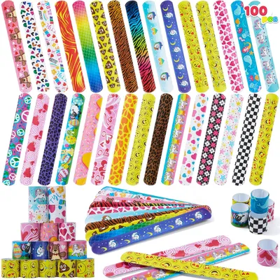 Produktbild von Set von 100 Slap-Armbändern mit bunten Herzen